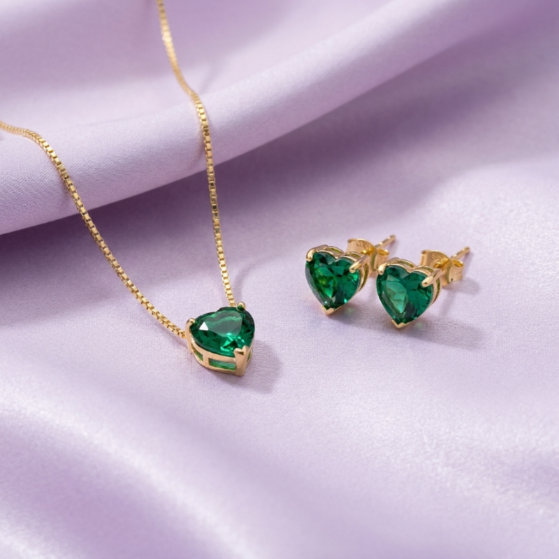 Kit verde turmalina dourado