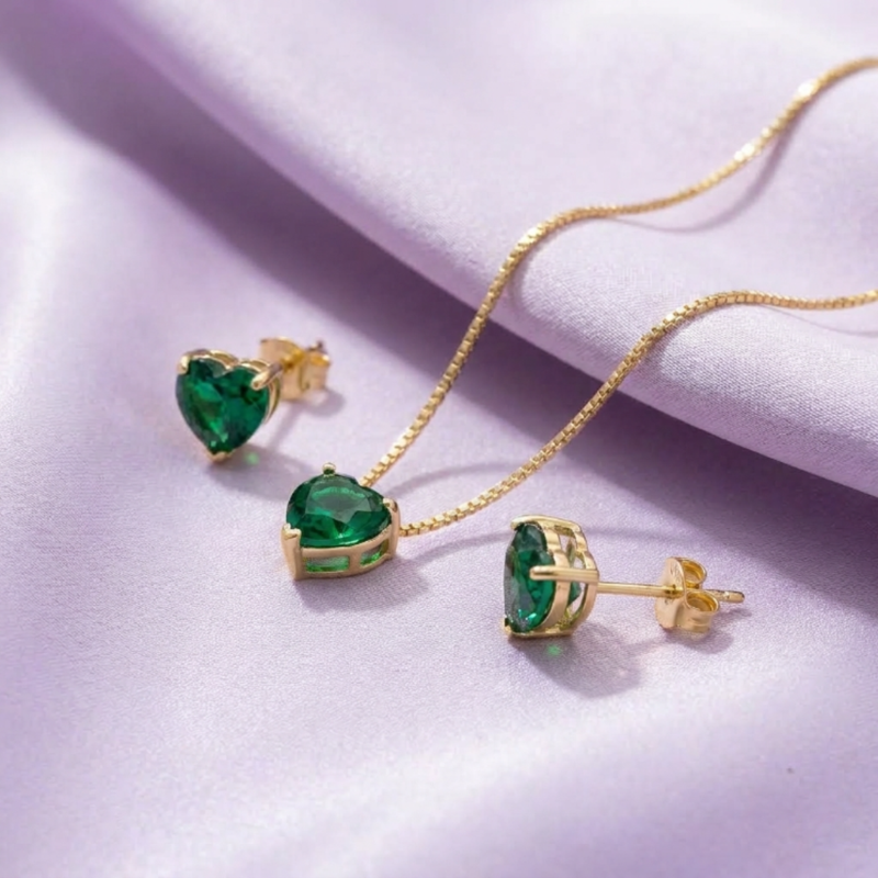 Kit verde turmalina dourado