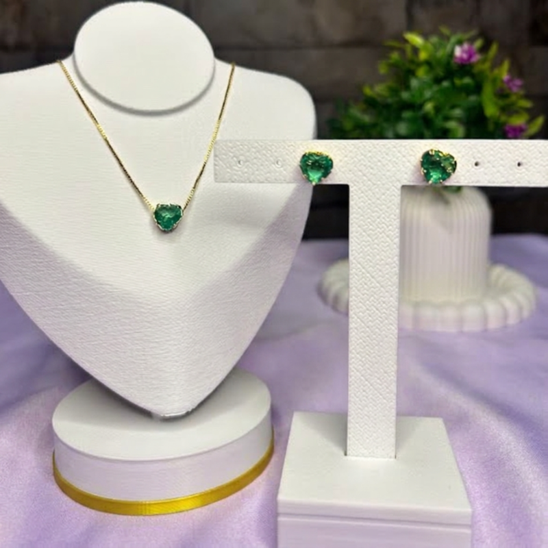 Kit verde turmalina dourado