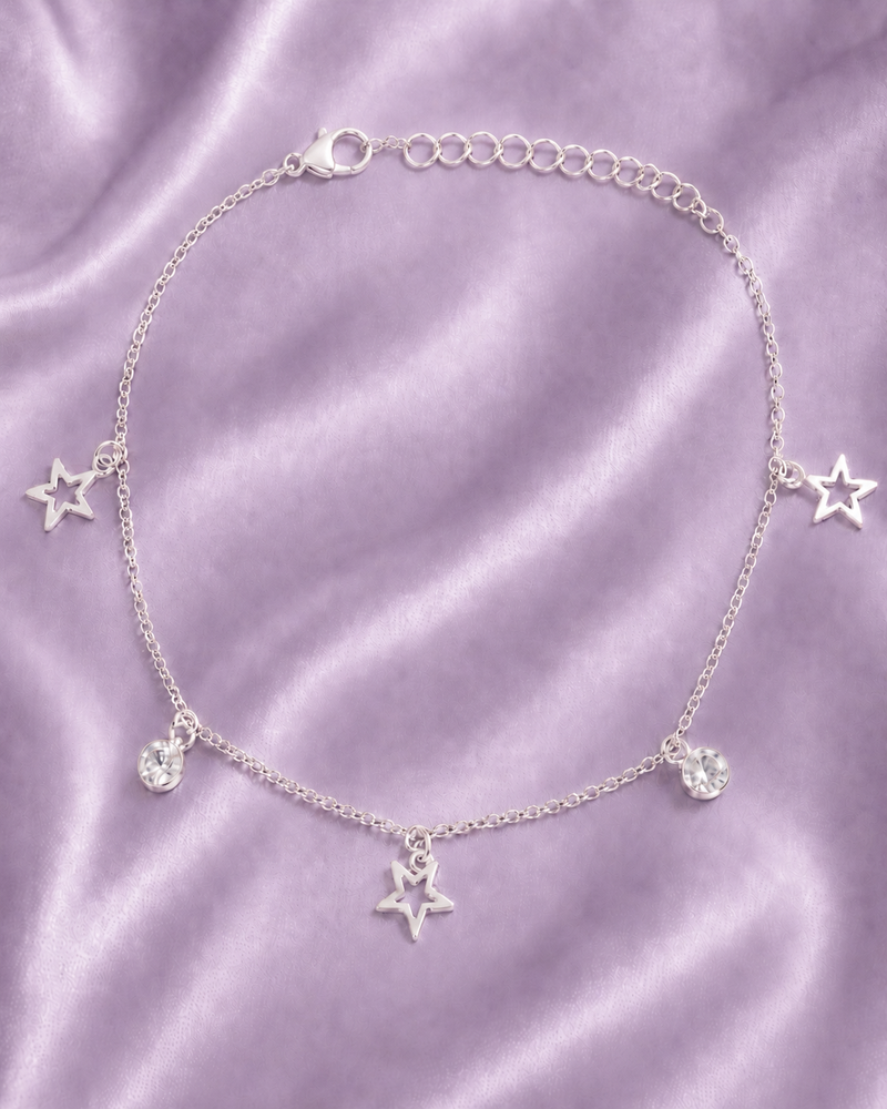 Tornozeleira estrelas com ponto de luz