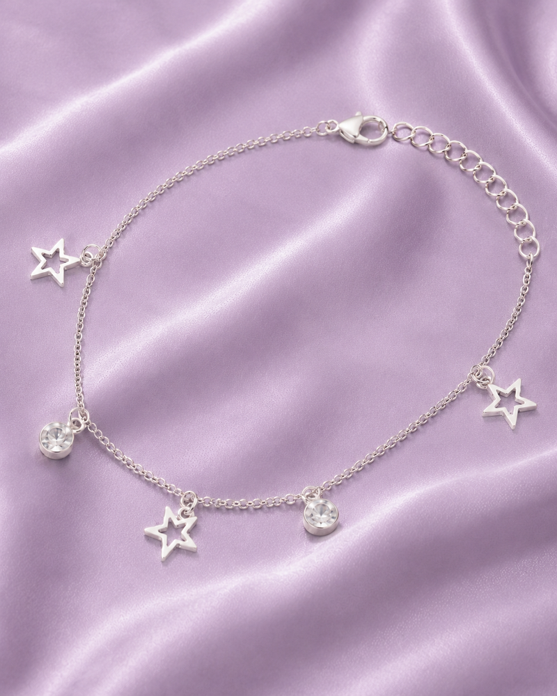 Tornozeleira estrelas com ponto de luz